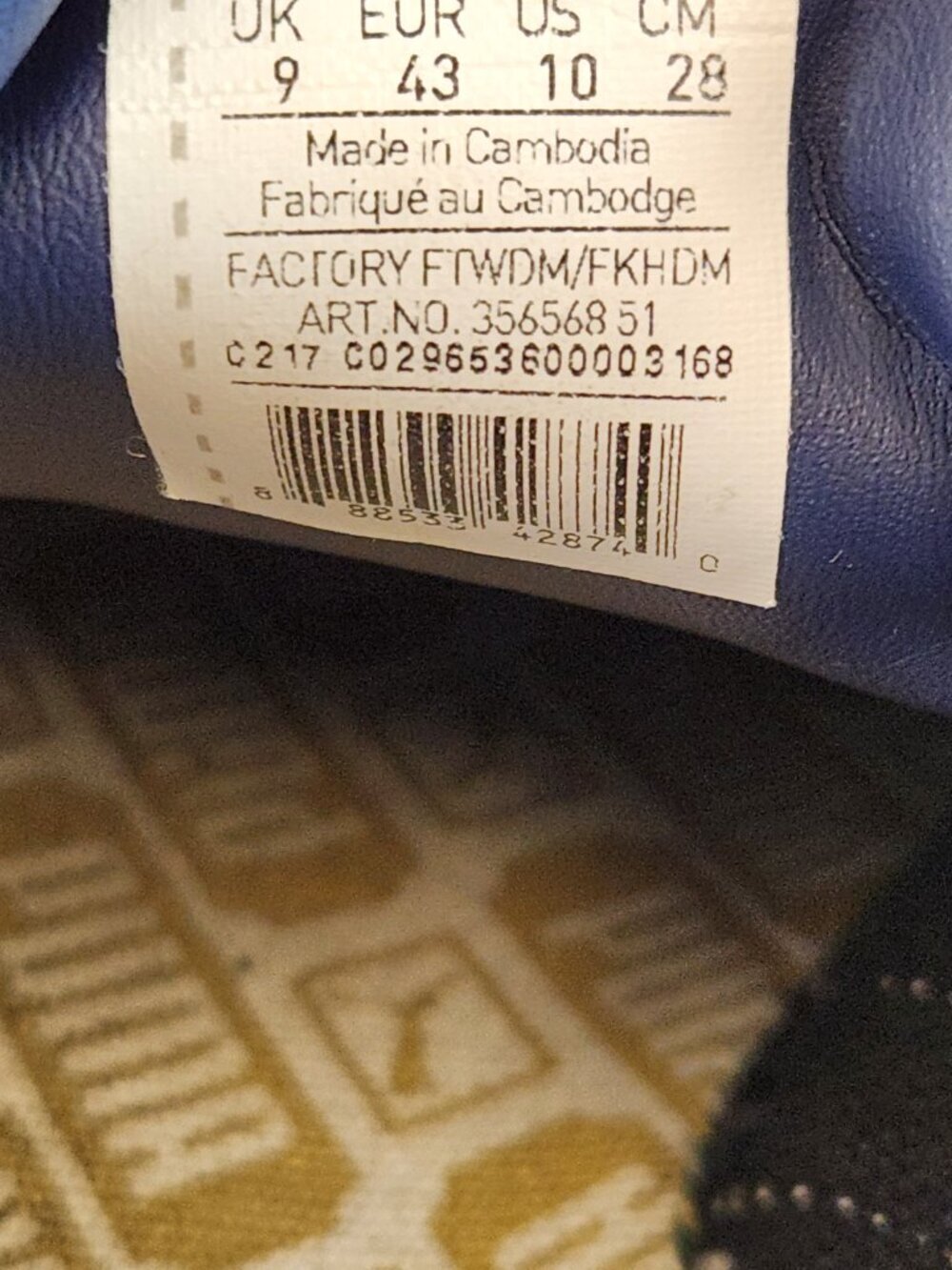 Puma Blue Suede Shoes Mens Size 10 Sneakers Gold Logo - Picture 8 of 9